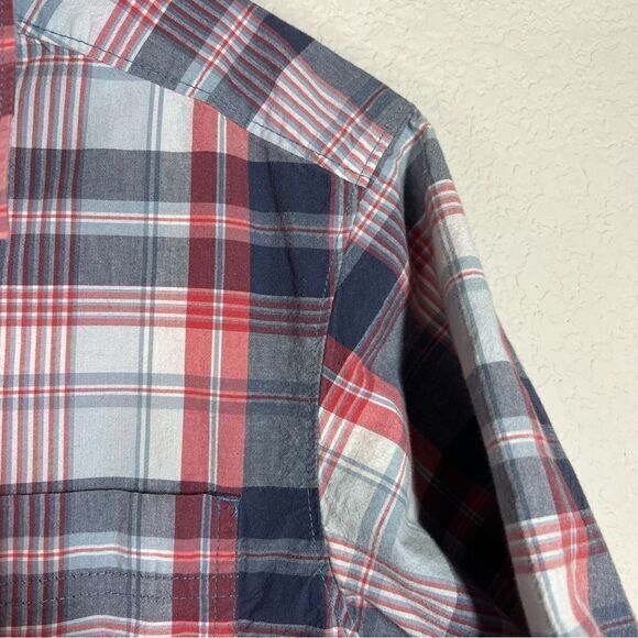 Columbia Blue Plaid Button Up Cotton Shirt Men’s Small Short Sleeves - Picture 3 of 7